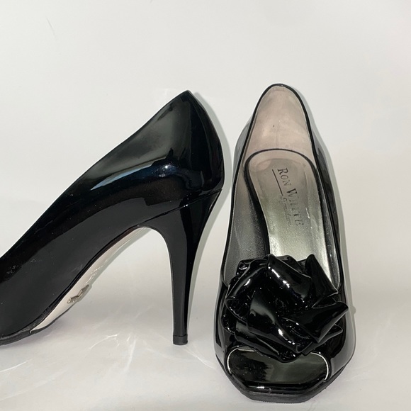 Ron White Signature, black patent (size 38.5), peep-toe with bow detail - Picture 1 of 8